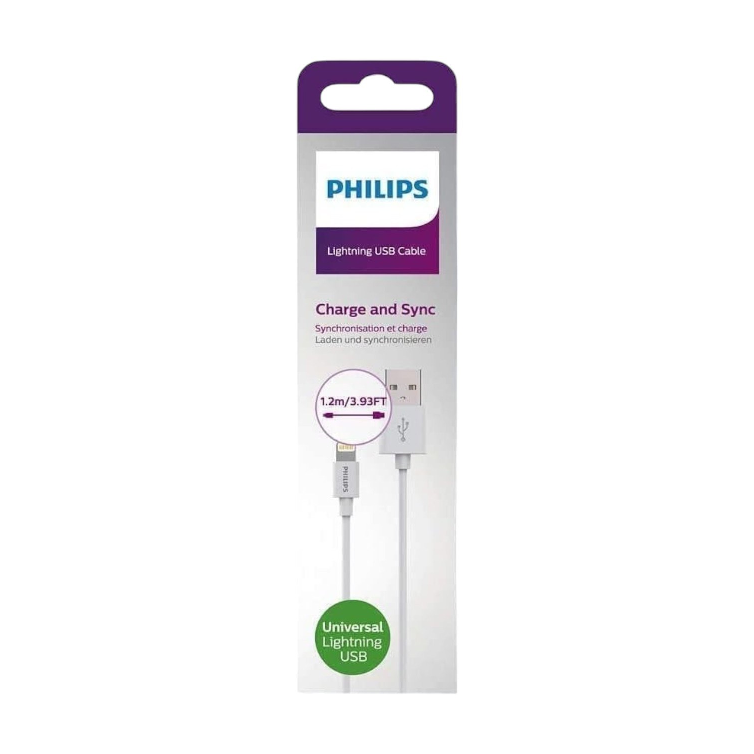 Philips MFi Certified Apple Lightning to USB Charging Cable – 1.2m