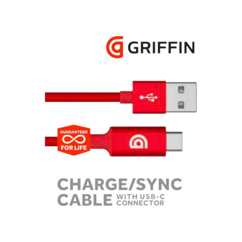 Griffin Reversible Charge/Sync Type-C to Type- C Cable (Red)