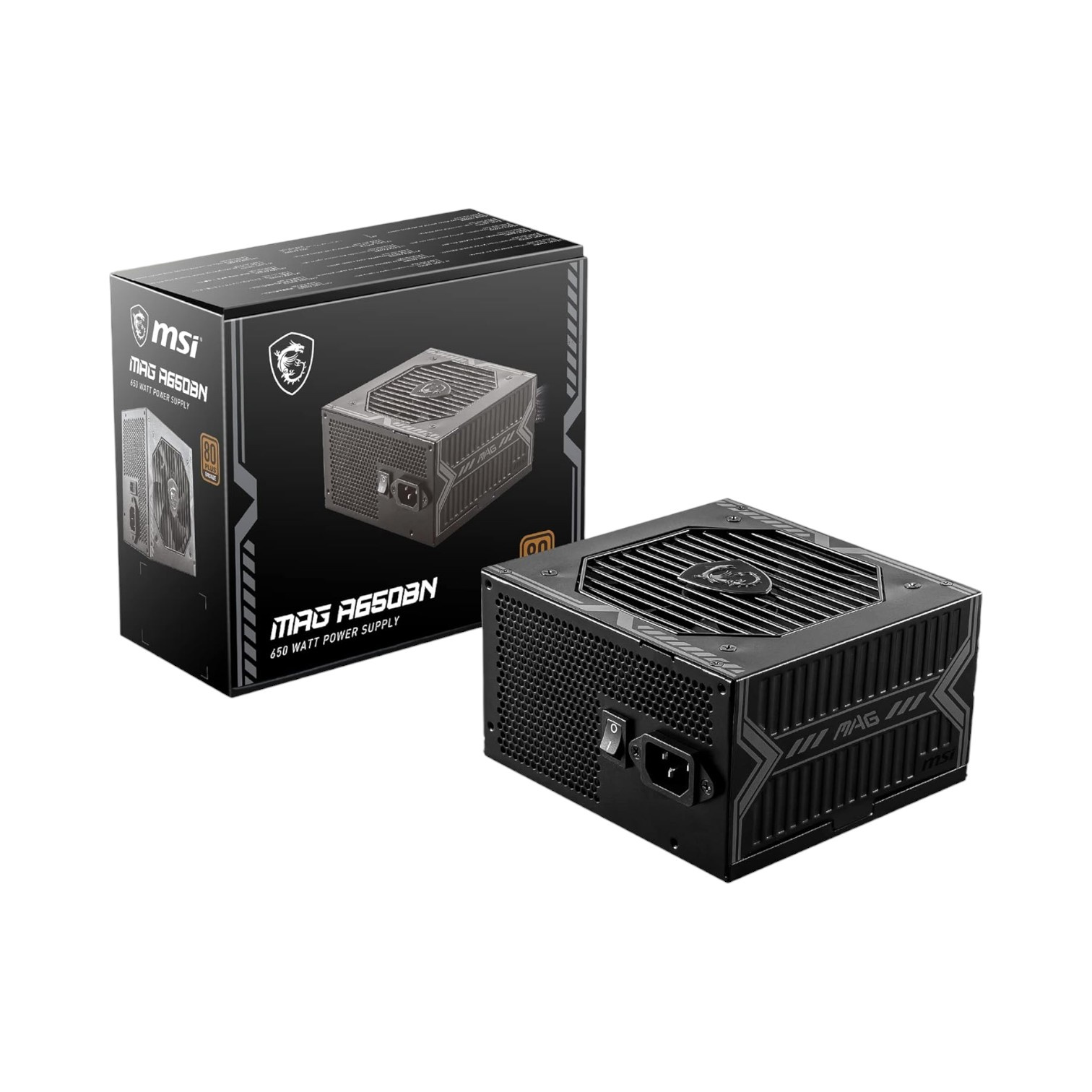 MSI MAG A650BN Power Supply Unit - 650W, 80 Plus Bronze Certified - (Brand New)