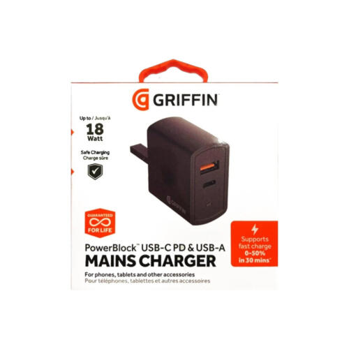 Griffin PowerBlock USB-C PD & USB-A Mains Charger