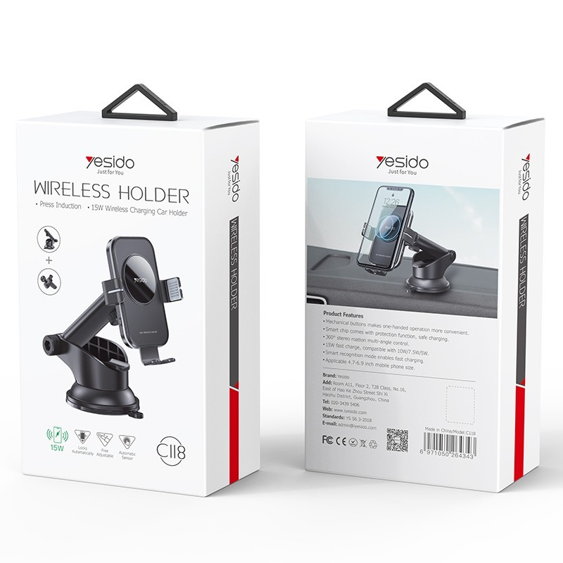 Yesido 15W Wireless Charging Car Holder - Image 2
