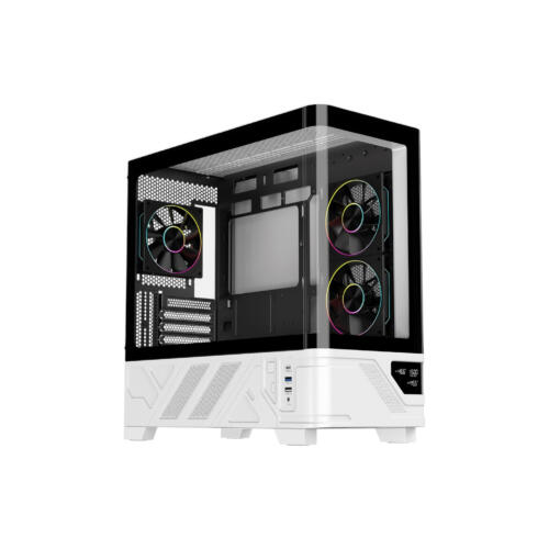 Powercool PC-ARCTIC-WHT Micro Tower Gaming Case - Black/White - (Brand New)